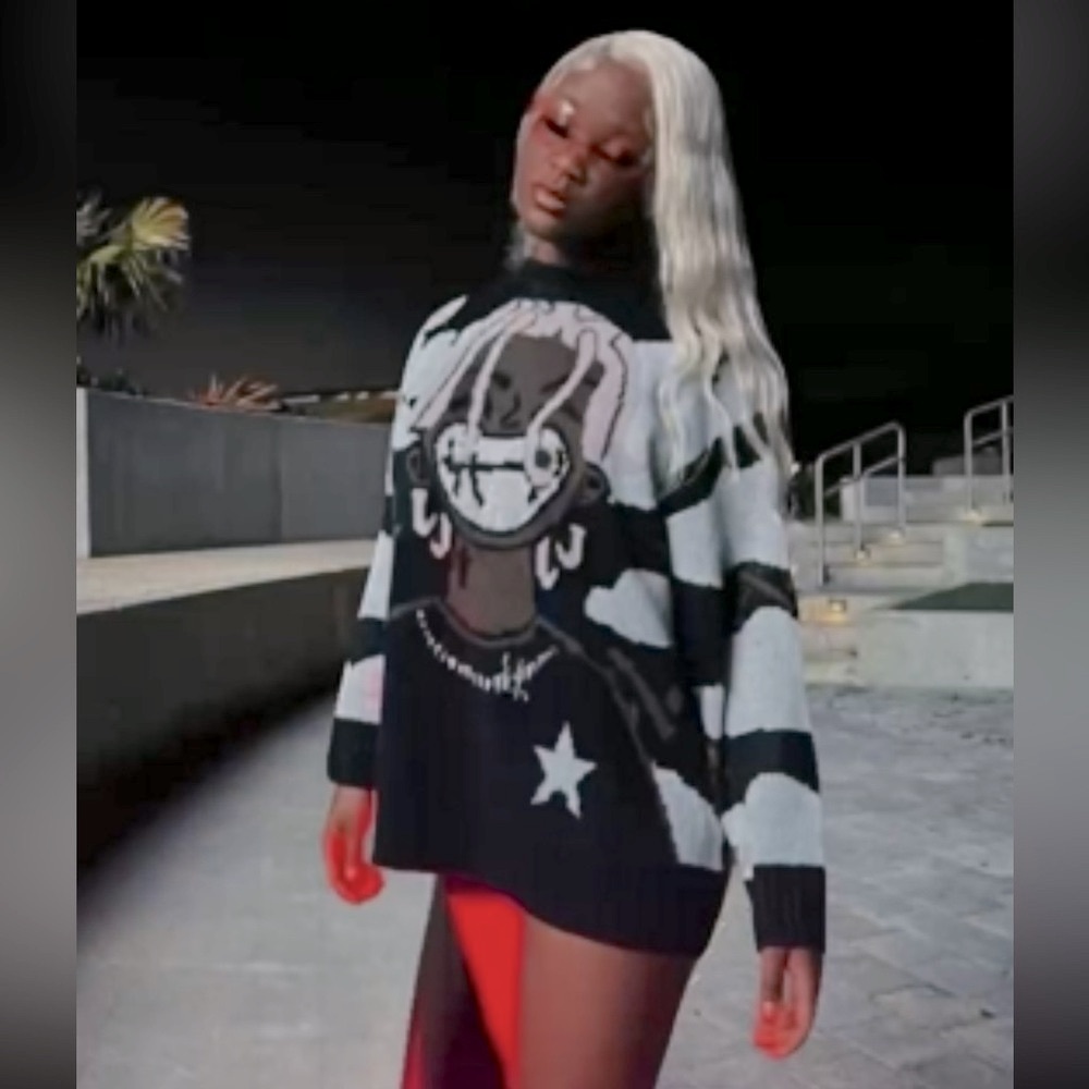 NWOT Unisex Crewneck Anime Rapper Harajuku Hip Hop Rap Streetwear Sweater, SZ M